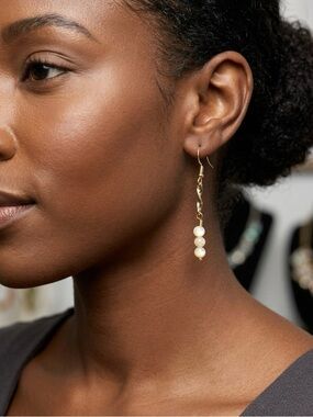 Artisan Mother of Pearl & 18k Gold Drop Hand Wrapped Wire Earrings